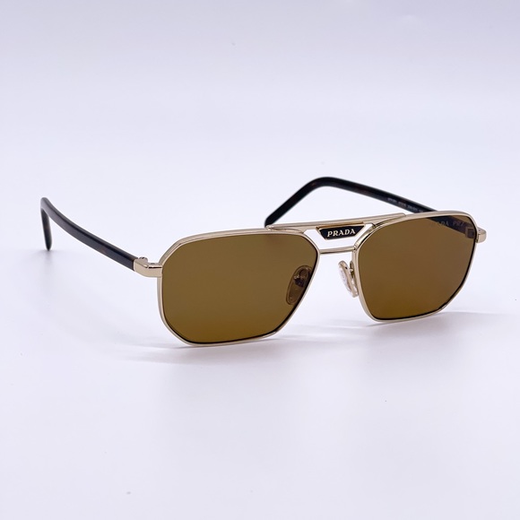 NEW PR58YS ZVN5Y1 POLARIZED PRADA SUNGLASSES SPR 58Y GOLD BROWN EYEWEAR PR 58YS - Picture 7 of 11